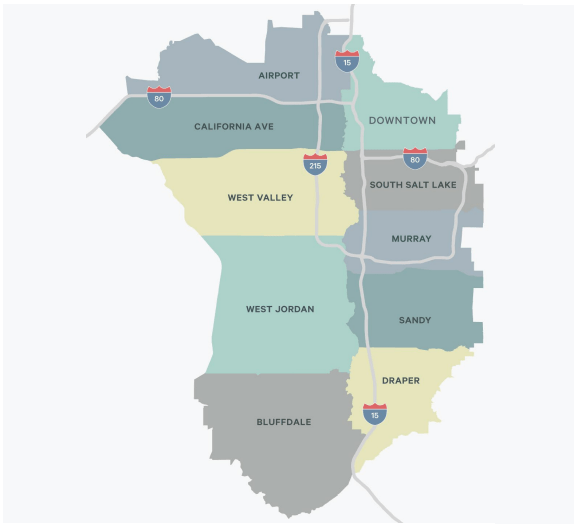 an aerial of the salt lake county industrial submarkets